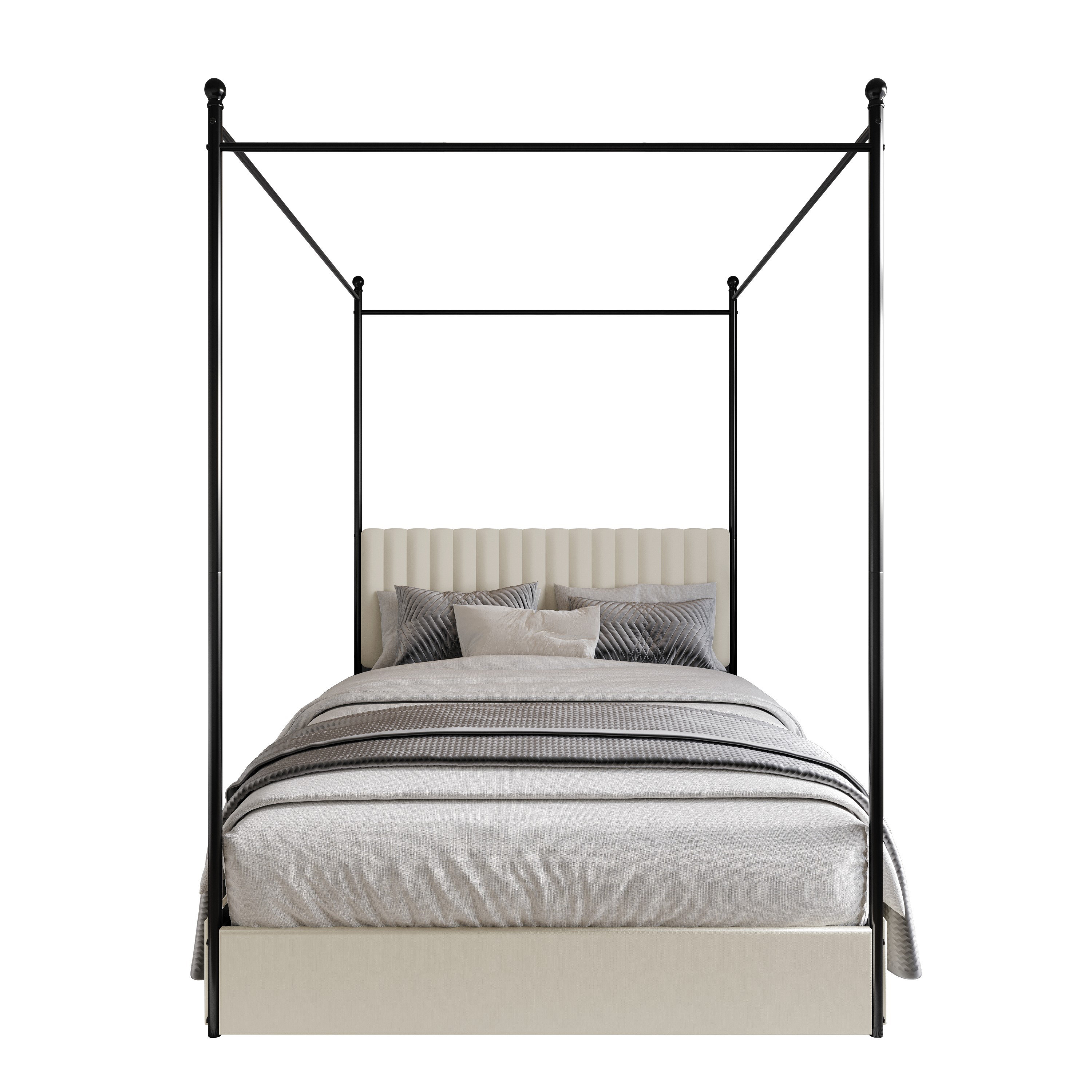 Winston Porter Zahiya Upholstered Metal Storage Canopy Bed Winston Porter Zahiya Upholstered Metal Storage Canopy Bed